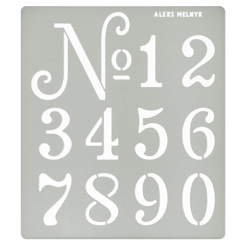 Aleks Melnyk No.159 Metal Stencil French Small Numbers 1.5 inch, Template for Wood Burning, Crafts, DIY, Engraving, World Stencil, Decor, Reusable Vintage Arabic Numerals, Old World Number - Image 1